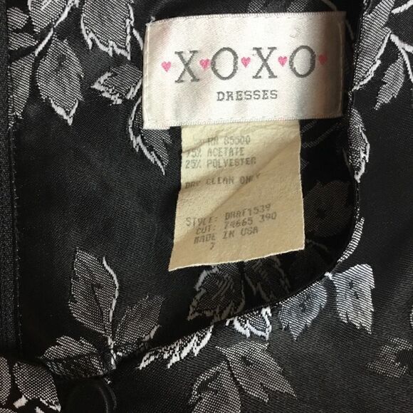 XOXO A-Line Dress Black Leaf Print Size 7 JR GUC - Picture 7 of 8